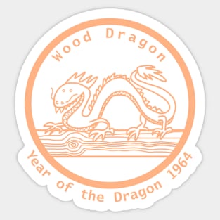 Year of the Dragon 1964 Wood Dragon FRONT AND BACK Sticker